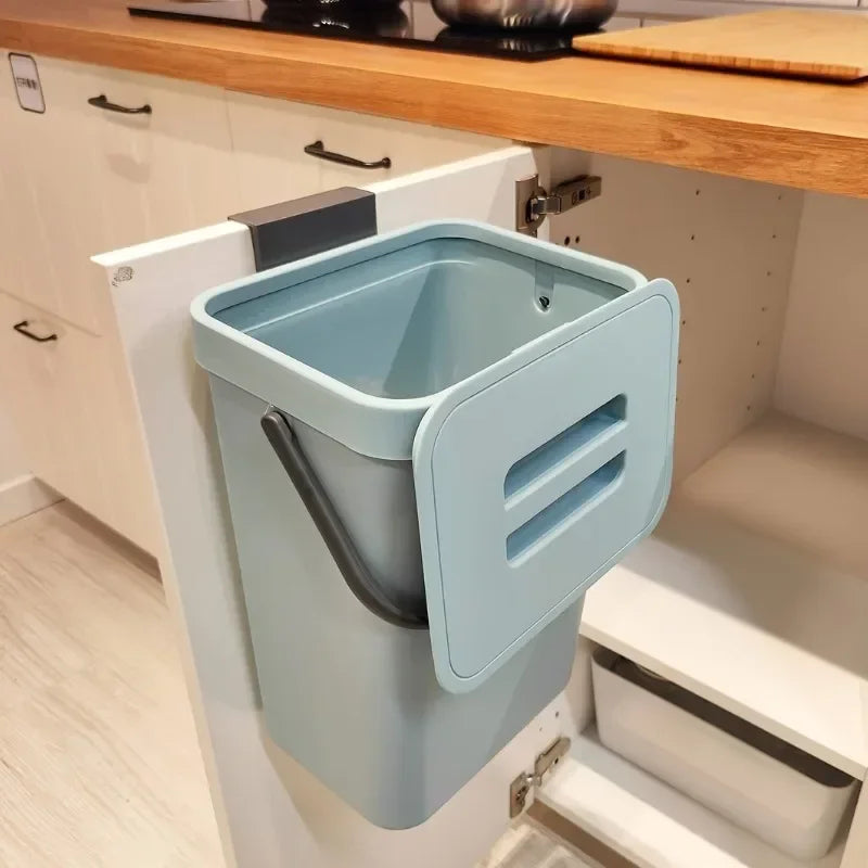 Kitchen Waste Bin Small Compost Household Countertop Container Lid Zpaxo blue3L