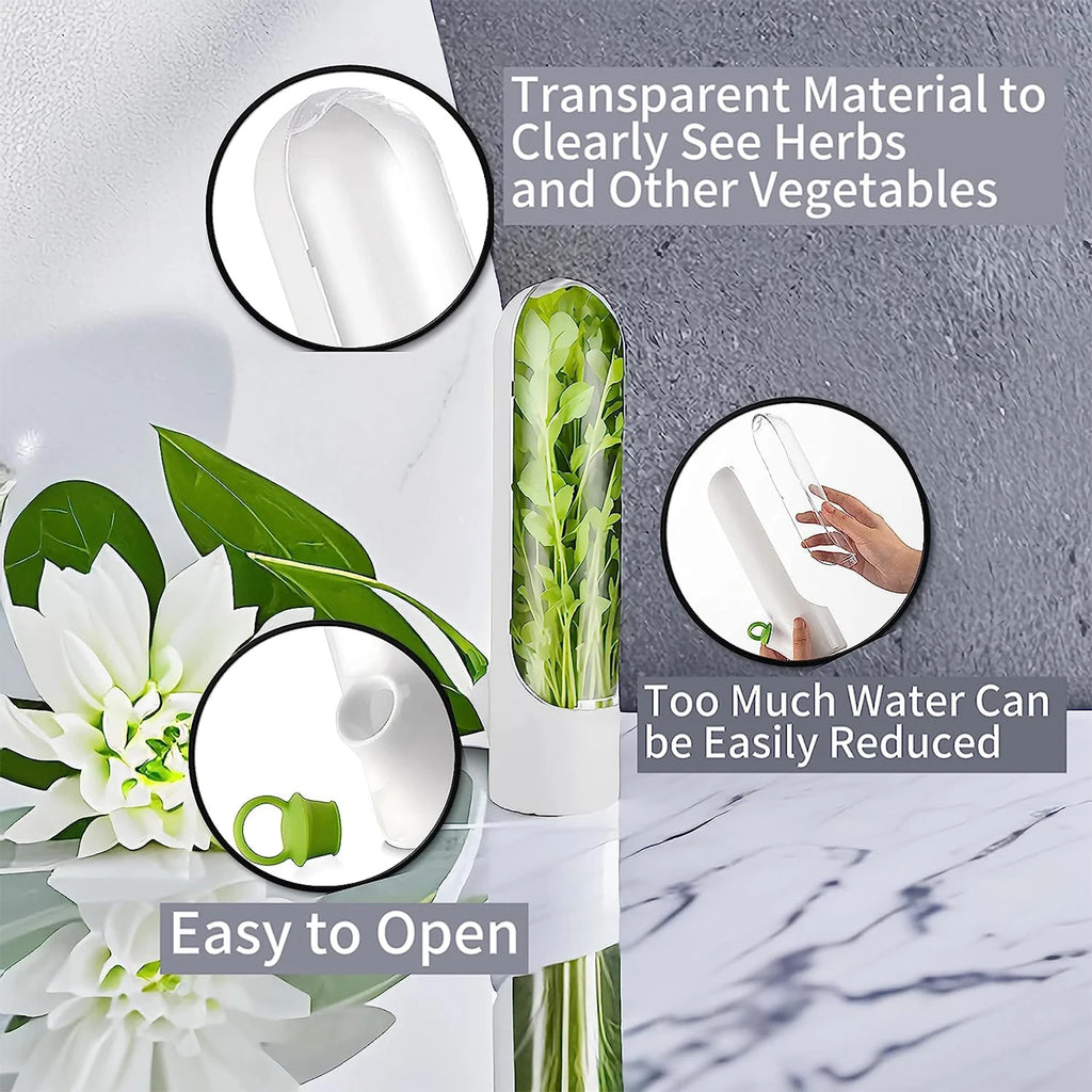 Herb Saver Storage Container Fresh Herb Keeper Vanilla Vegetables Fresh Preservation Bottle for Refrigerator Kitchen Gadgets Zpaxo