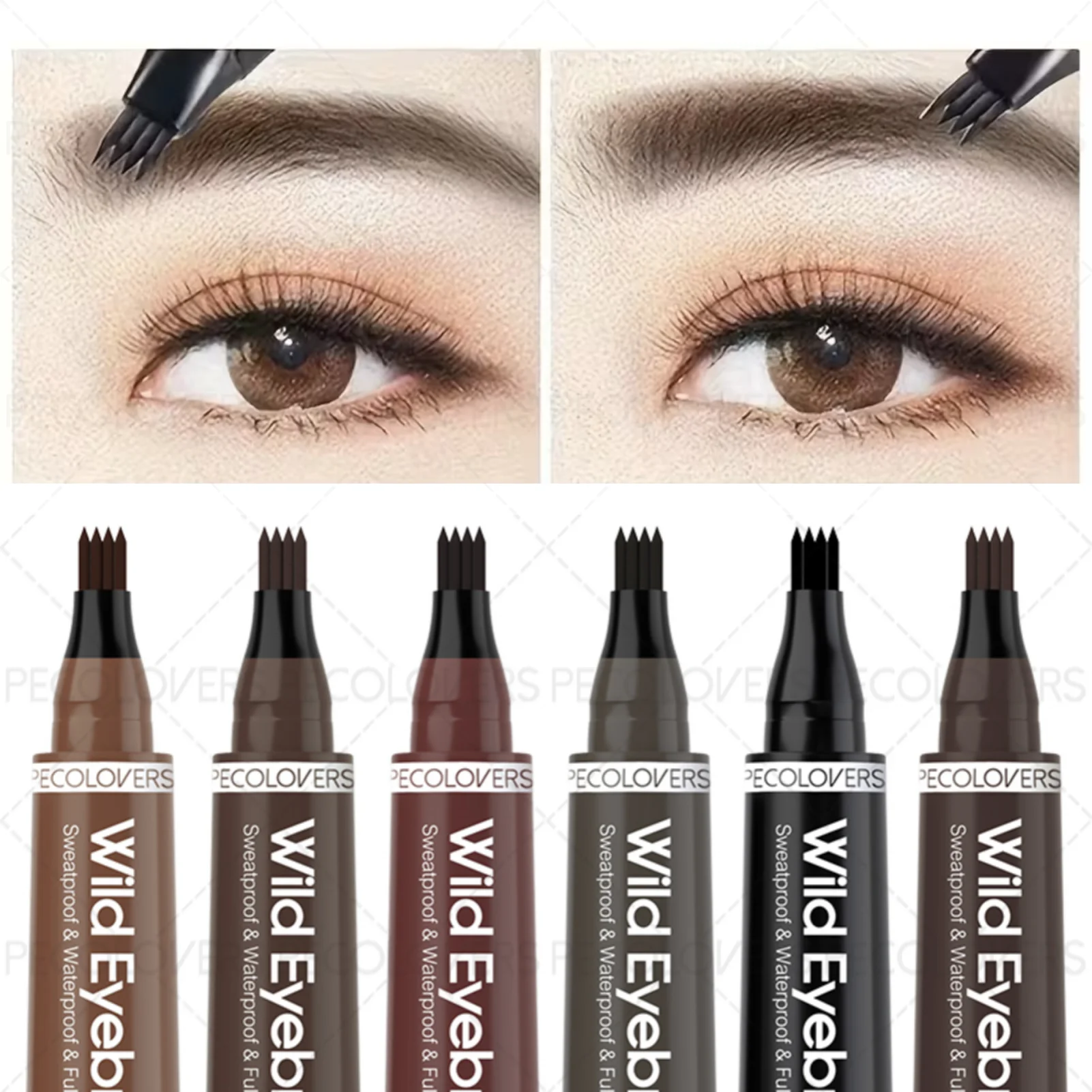 1PC Four-Pronged Water-Based Eyebrow Pen - Natural Wild Brow Look, Smooth Application, All Skin Types Zpaxo