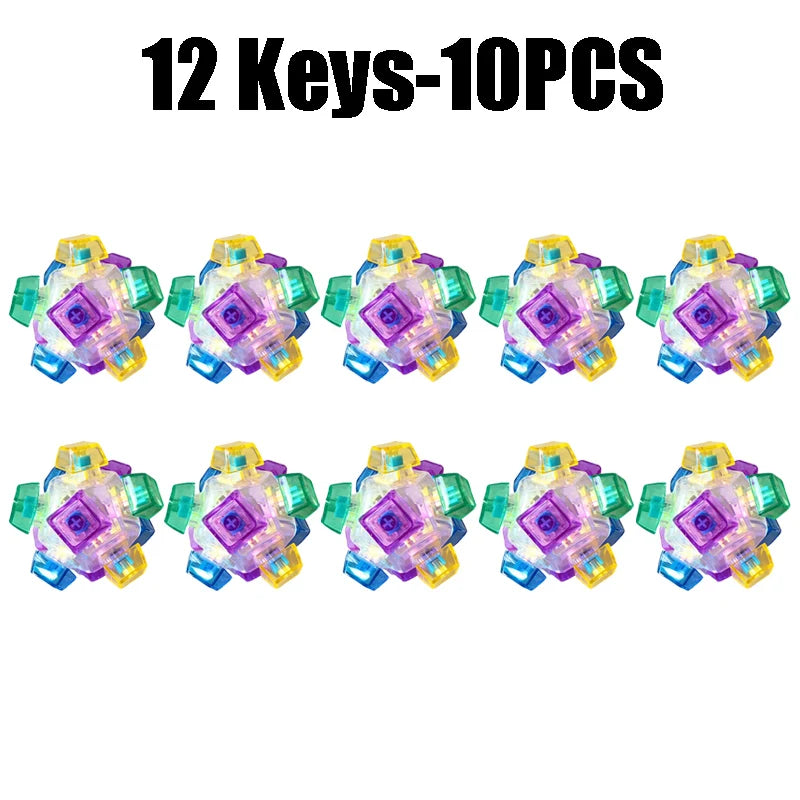 LED Light-up Keyboard Keychain Clickable Buttons Stress Relief Fidget Zpaxo 12 Keys-10PCS