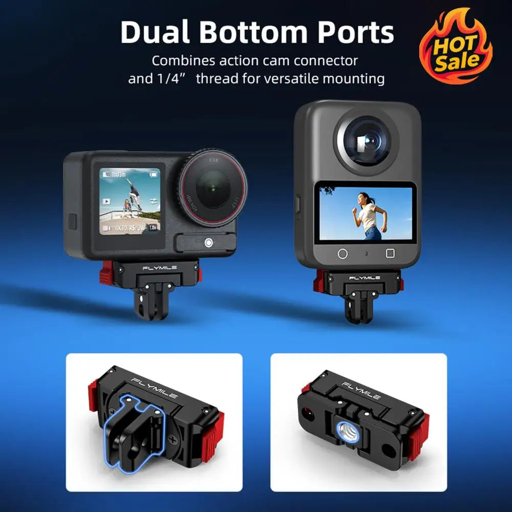 Magnetic Action Camera Adapter with 1/4 Screw Hole Quick-Release Mount Compatible for DJI OSMO Action 5 Pro/4 Accessories Zpaxo