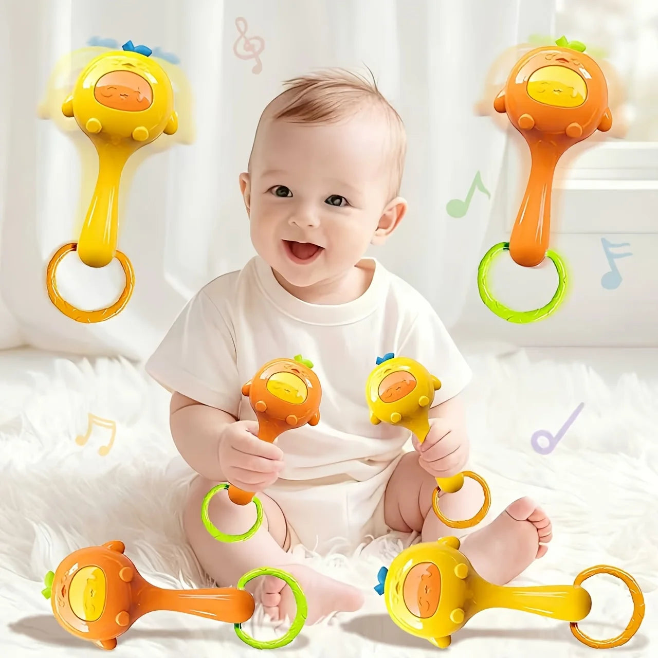 Baby Sensory Toys Rattles Multicolor Tactile Stimulation Motor Skills