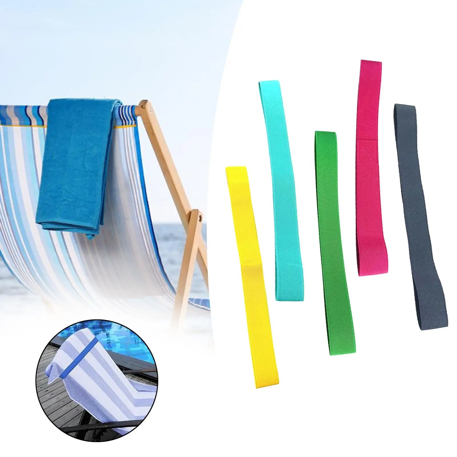 Beach Chair Towel Band Rubber Band Stretch Multipurpose for Summer Vacation Windproof Wide Thick Towel Strap Beach Towel Clip Zpaxo