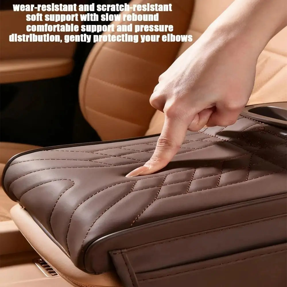PU Leather Car Armrest Box Height Increase 2 Cup Holder Vehicle Armrest Cushion Comfortable Console Organizer Zpaxo