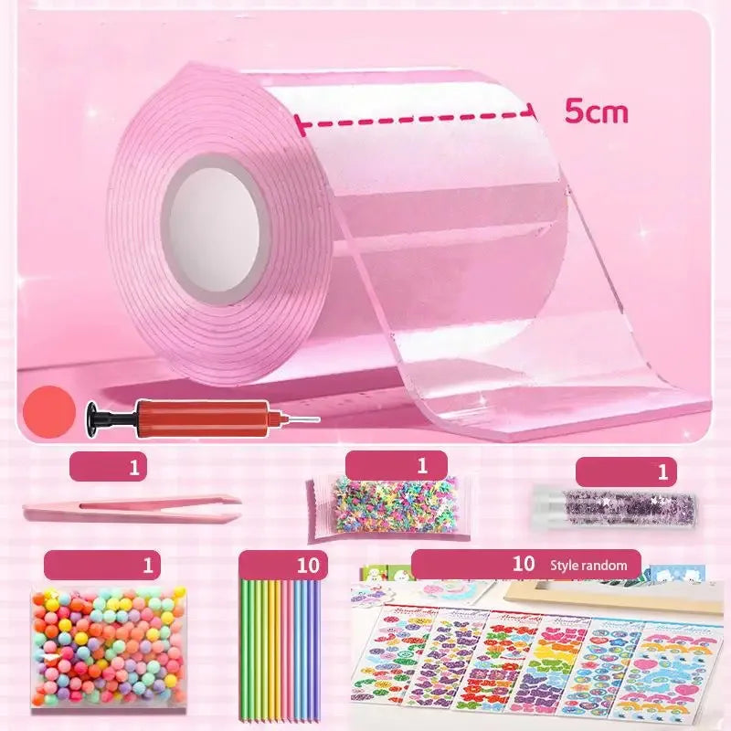 Nano Tape Squishy Toy PET Glue Blowable Bubble Non-marking