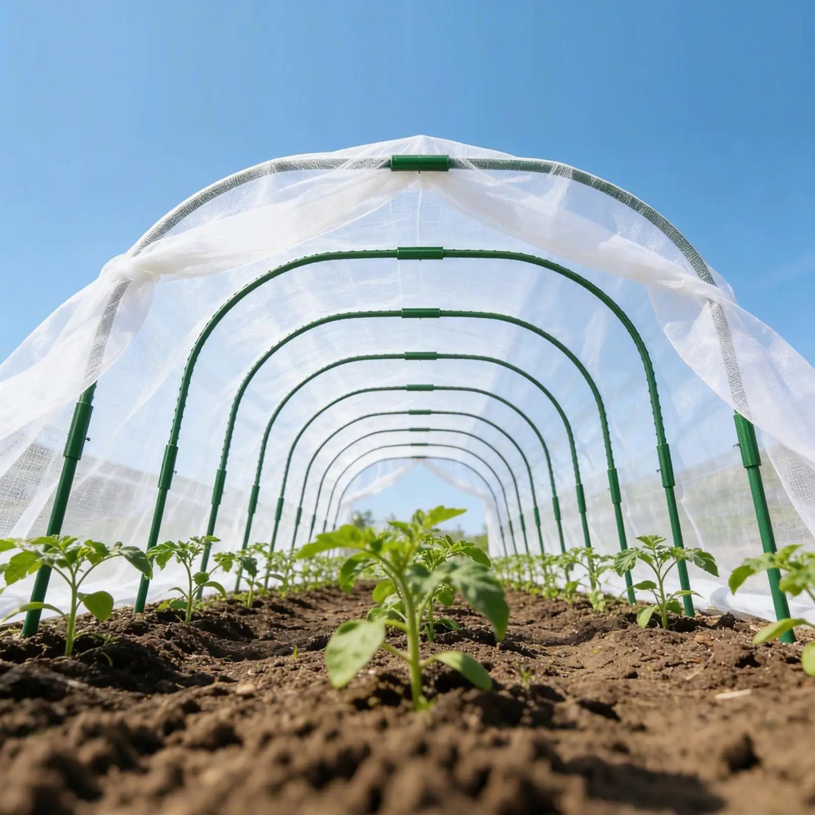 Garden Grow Tunnel Kit – Arch Hoops, PE Mesh Net & Clips Garden Tunnel Kit Zpaxo