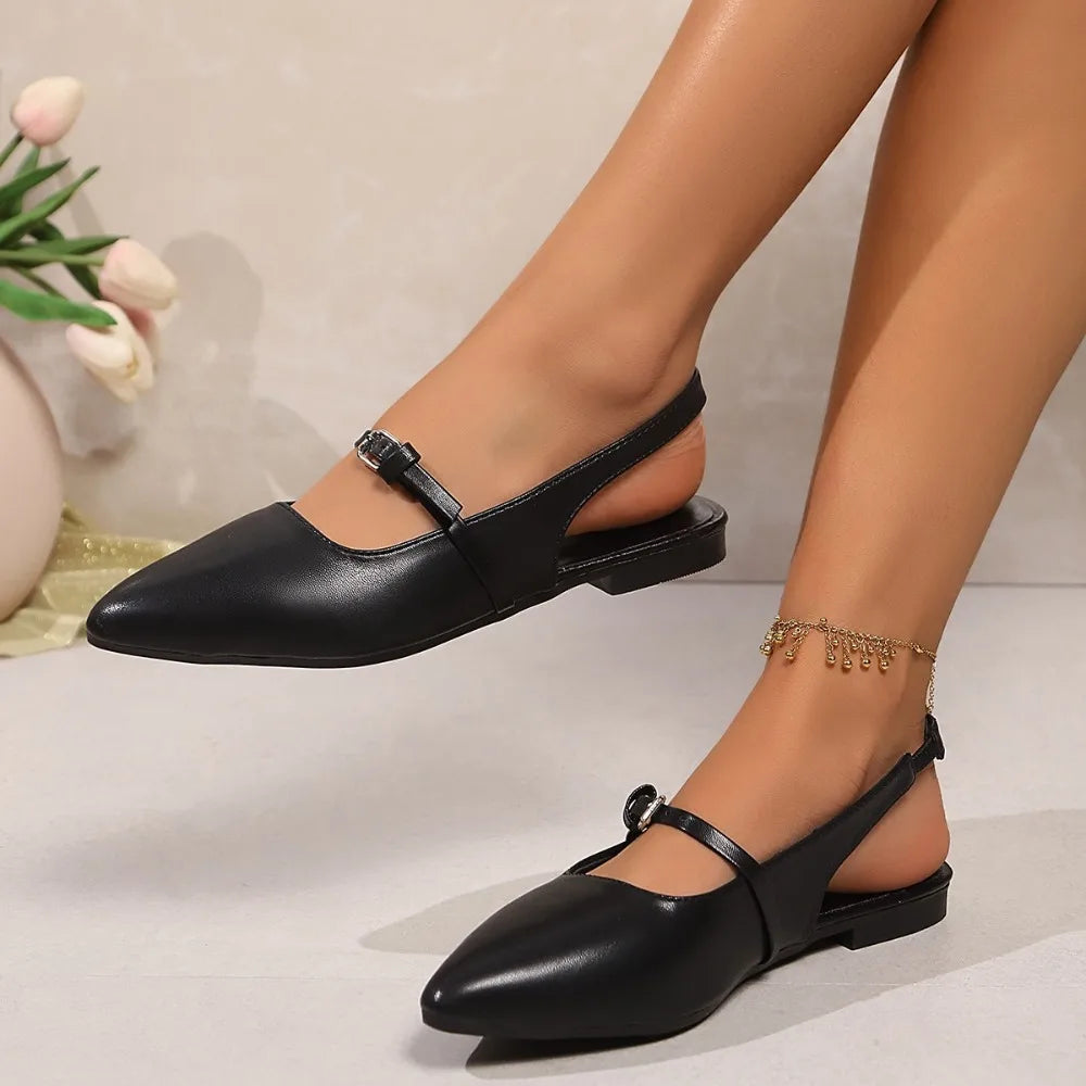 2025 Bling Women Sandal Fashion Pointed Toe Shallow Slip Ladies
