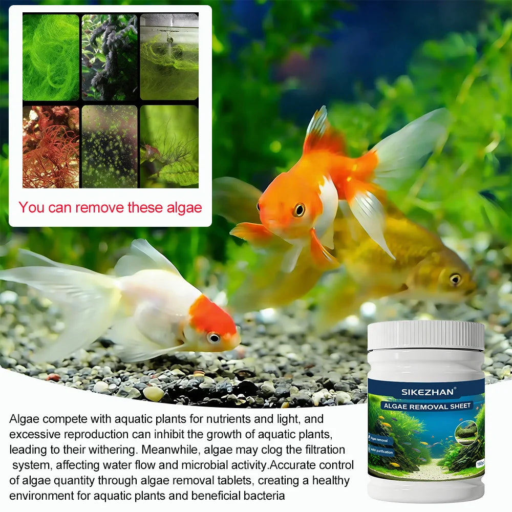 Fish Tank Cleaning Algae Tablets Tank Moss Odor Remover Water Purify Aquarium Algaecide Control Cleaning Algae Repellent Agent Zpaxo
