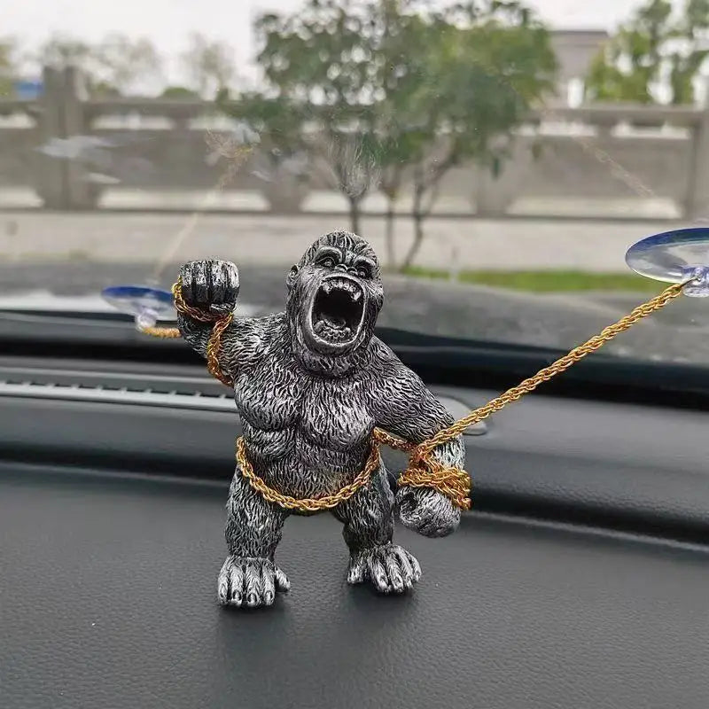 Gorilla Car Dashboard Ornament – ABS Resin Figurine Decor