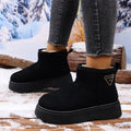 Women Ankle Boots 2025 New Warm Short Tube Bread Cotton Shoes Women Winter Thick Bottomed Lined Large Size Snow Boots Women Zpaxo black 41