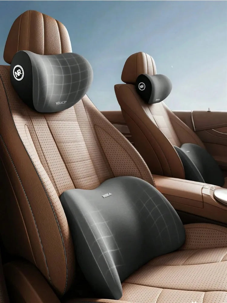 Memory Foam Car Headrest & Lumbar Support Cushion Set