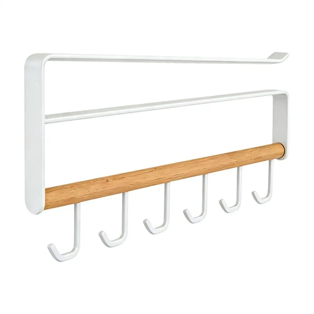 Mug Holder Under Cabinet Shelf 6 Hooks Storage Rack Ladles Organizer