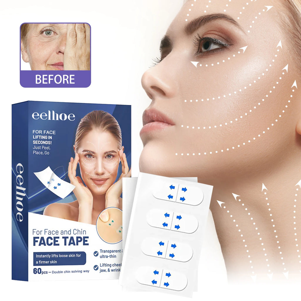 60Pcs V Lift Face Sticker Invisible Makeup Adhesive Lift Face Tape Slim Patch Breathable Sticker Lifting Tighten Chin Zpaxo