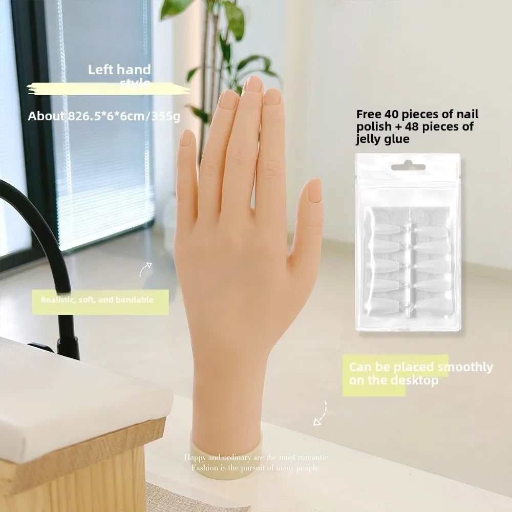 Novice Bendable Nail Simulation Practice Hand Silicone Nails Art Zpaxo