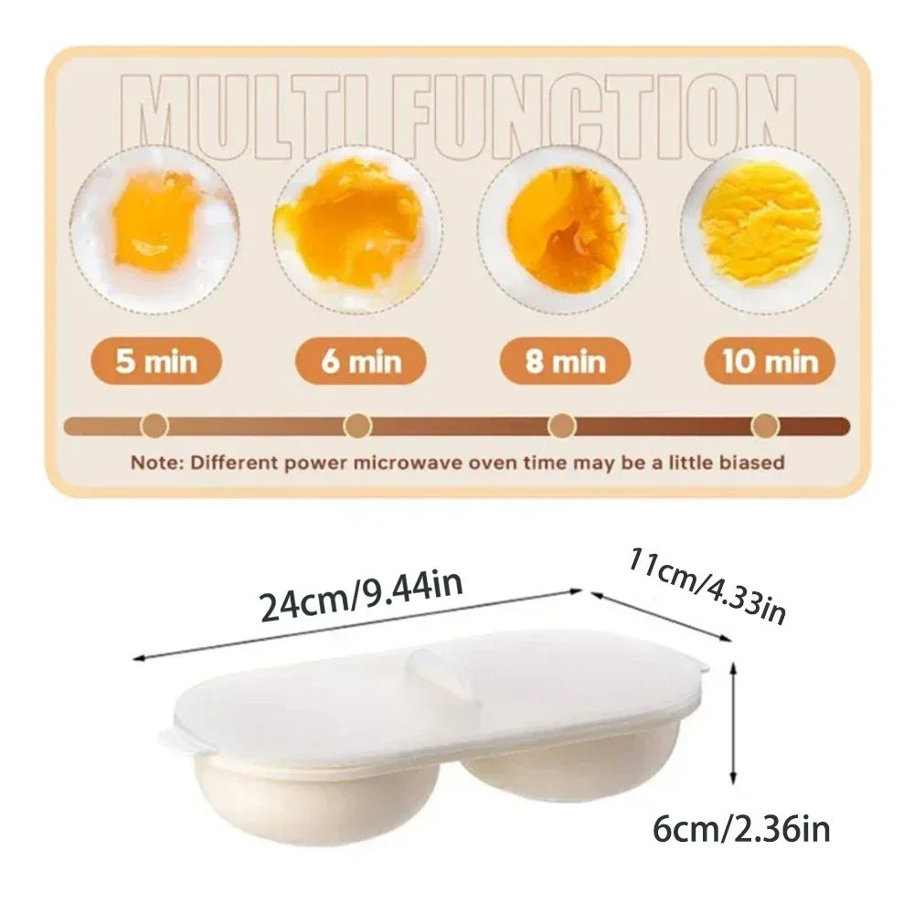 Microwave Egg Poacher Double-Cup BPA-Free Egg Boiler Mold Microwave Egg Poacher Zpaxo