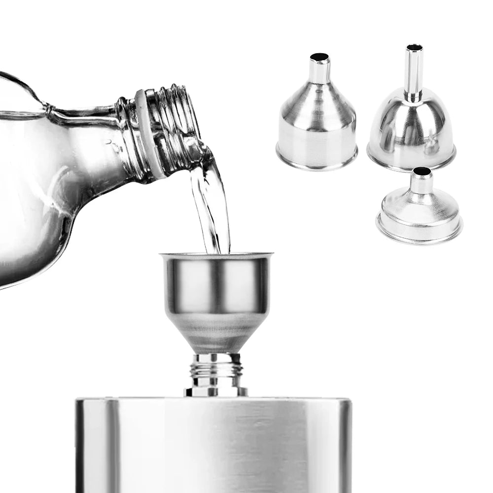 Mini Stainless Steel Bar Wine Flask Funnel Filling Hip Narrow-mouth