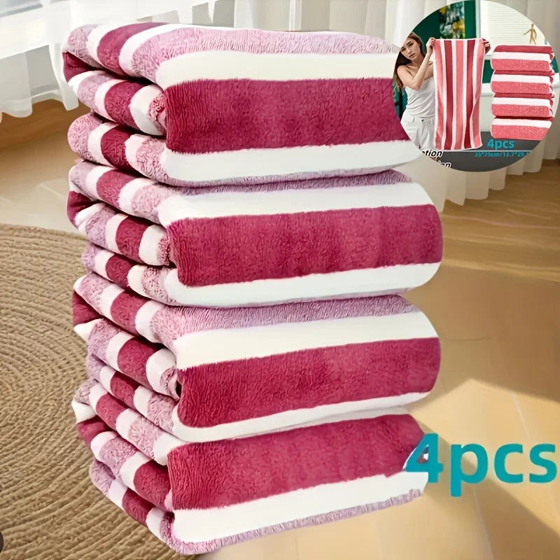 4-Pack Striped Microfiber Face Towels – Soft & Absorbent Microfiber Face Towels Zpaxo