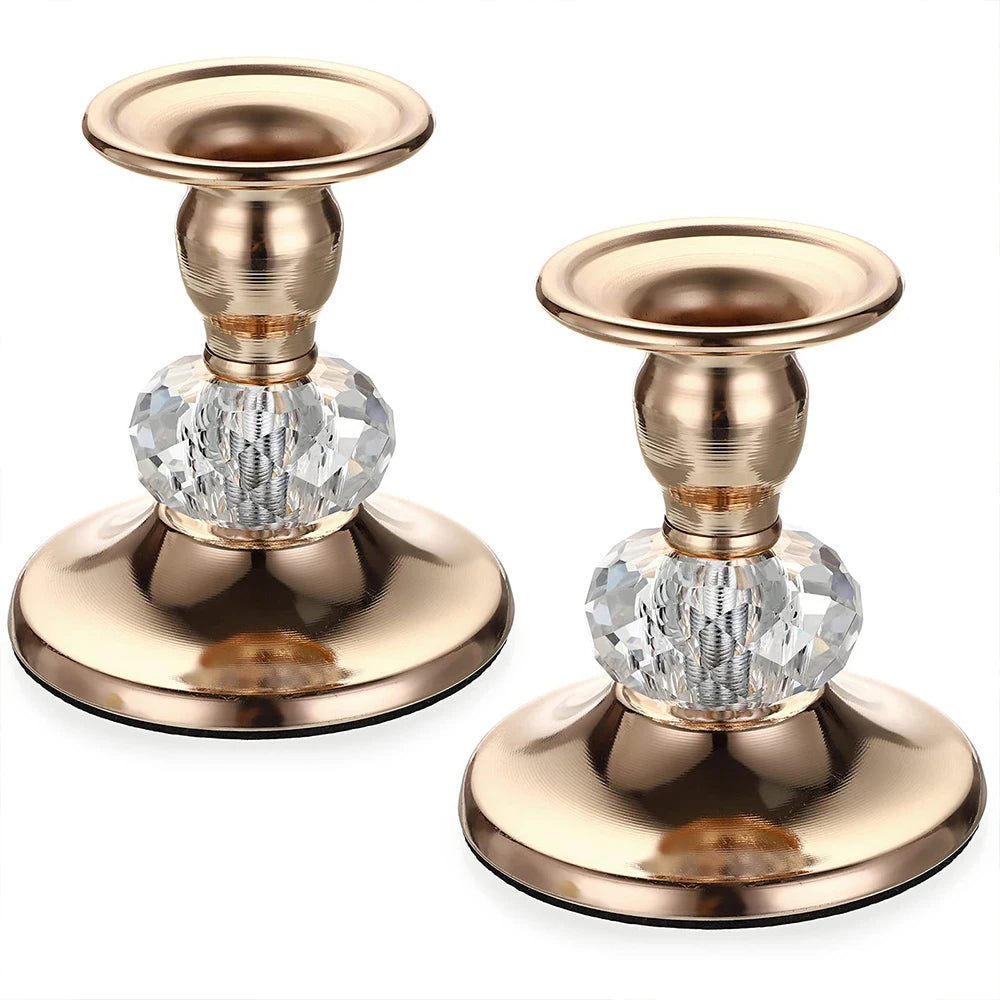 1PC Metal Crystal Candlestick Holder for Candle Light Dinner Table Birthday Wedding Party Home Tabletop Decoration Zpaxo