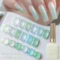 Hot Sale 6-color Ice Clear Milk Green Blue Green Nail Oil Glue Mint Manbo Series Nail Salon Exclusive Zpaxo Mint Manbo 6 Colors