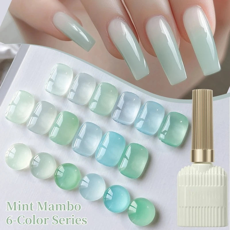 Hot Sale 6-color Ice Clear Milk Green Blue Green Nail Oil Glue Mint Manbo Series Nail Salon Exclusive Zpaxo Mint Manbo 6 Colors