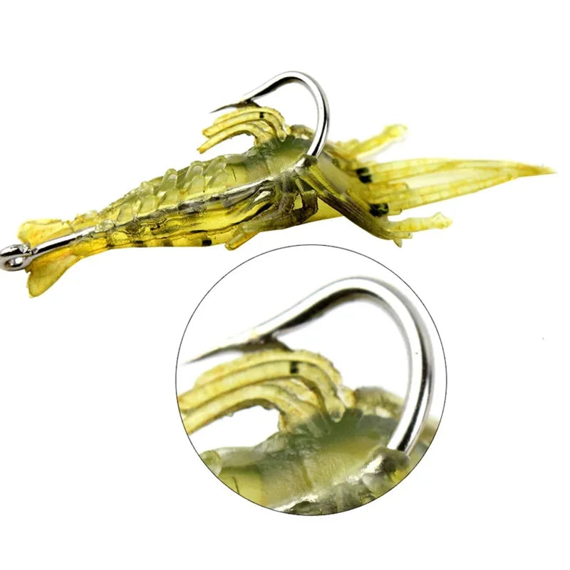 Silicone Soft Shrimp Fishing Lure with Hooks – Carp & Bass
