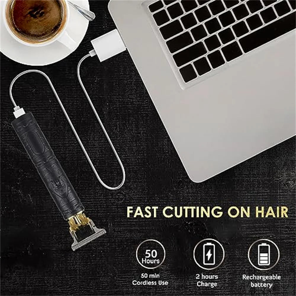 New Retro T9 Hair Clipper For Men, Electric Shaver, Rechargeable Hair Clipper, Portable Cordless Beard Trimmer Zpaxo