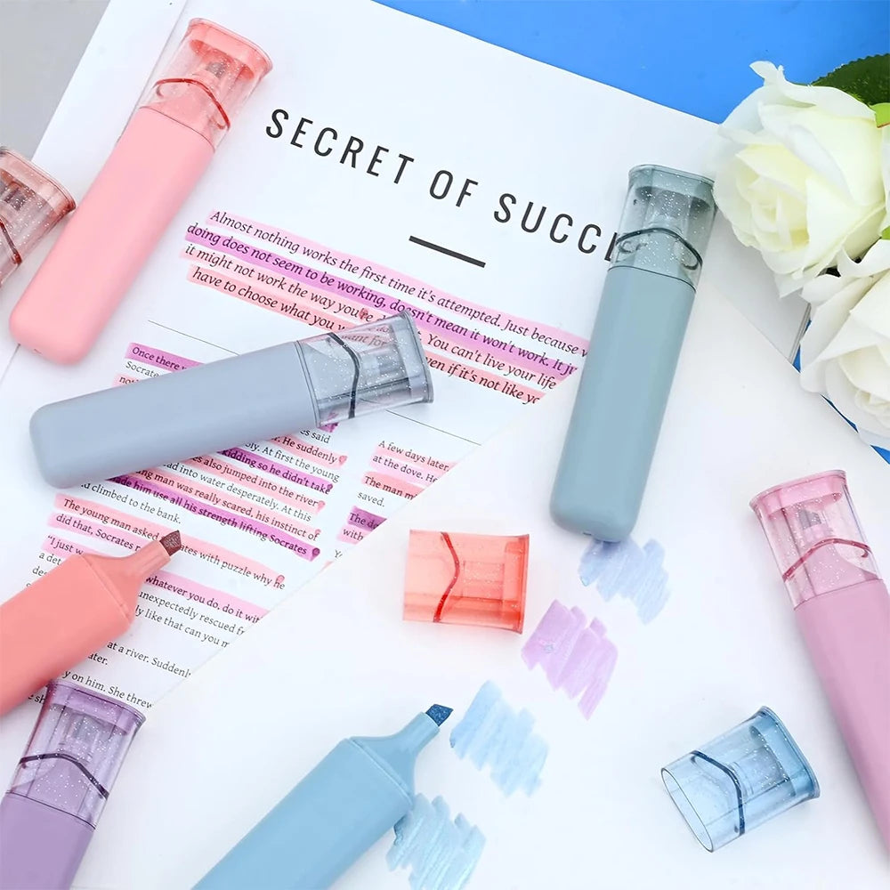 4Pcs Glitter Highlighter Pens Nebula Color Highlighters for Highlighting Students School Office Art Supplies Zpaxo