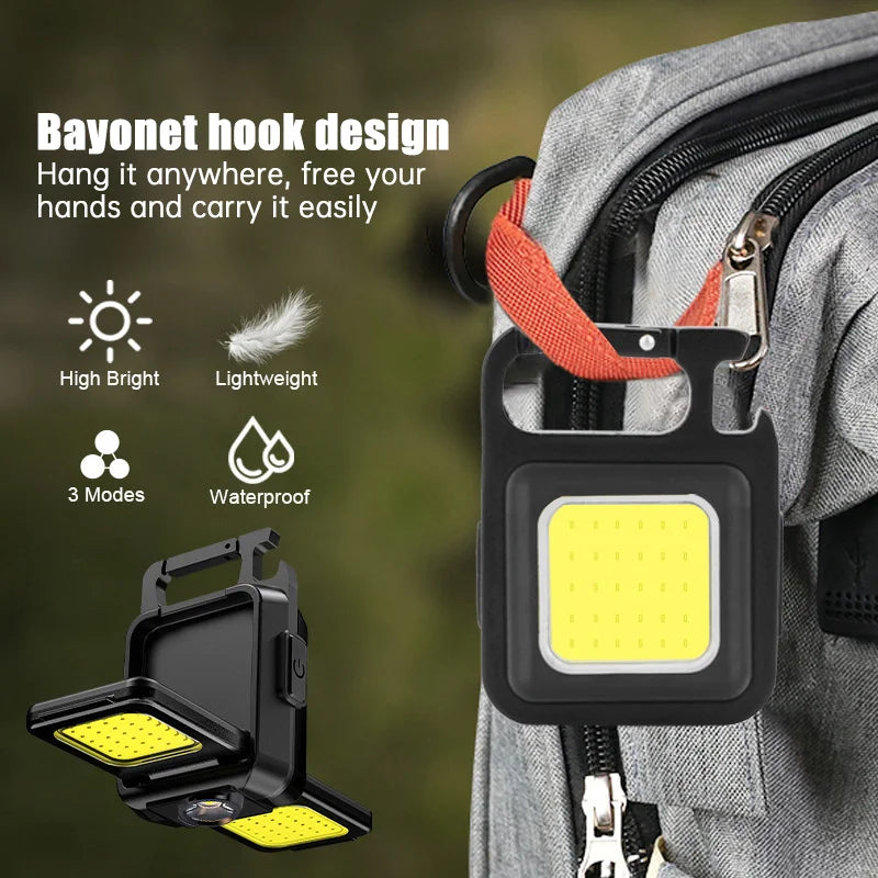 Mini Keychain 800mAh COB Work Light USB Rechargeable Strap 90