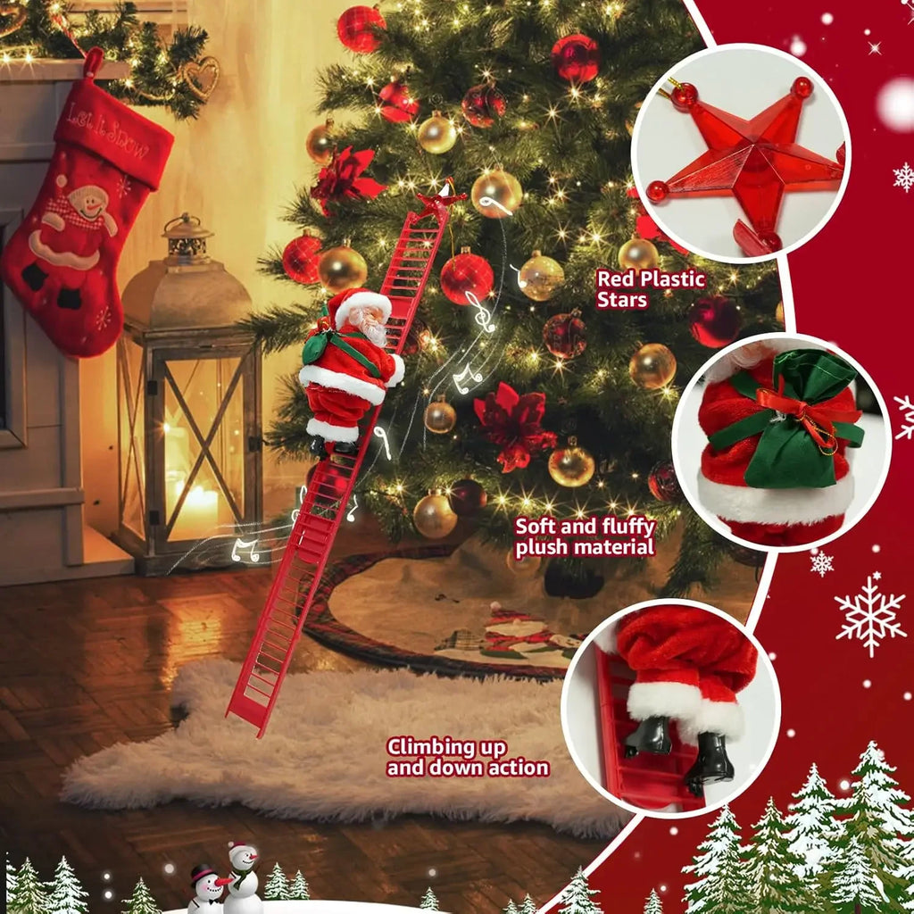 Electric Climbing Santa Decoration Beaded Christmas Figure Automatic