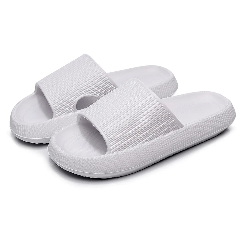 Women Thick Sole Home Slippers Heel Ladies Platform Flat Shoes Zpaxo WHITE 36-37