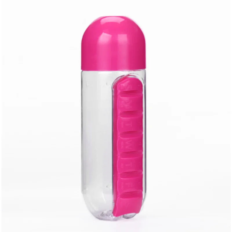1 7 Grids Medicine Box Water Cup Sports Plastic Bottle Combine Daily Zpaxo Rose Red
