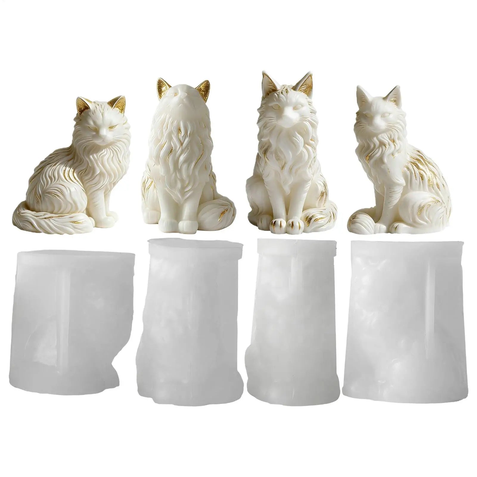 Cat Resin Mold Sitting Shape Concrete Cement Plaster Soap DIY Epoxy