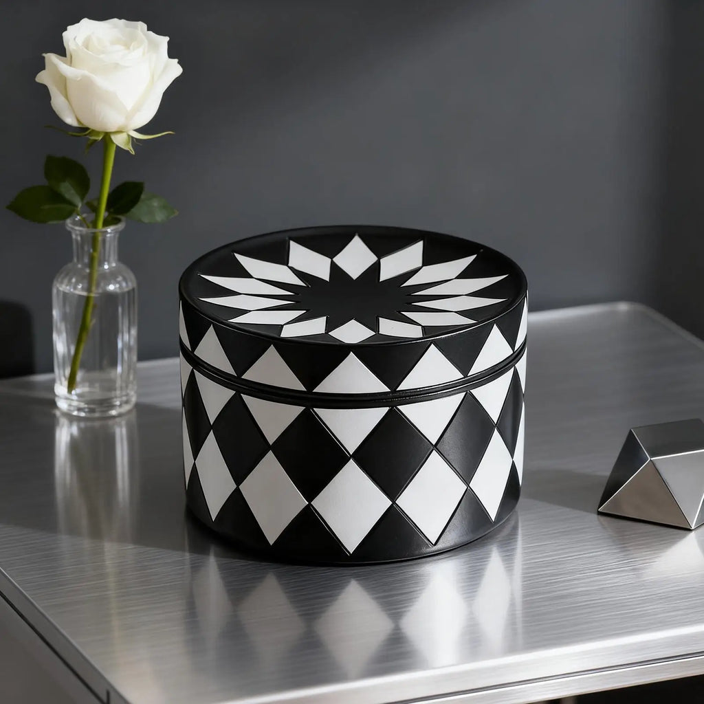 Decorative Jewelry Box Display Tray Lid Black White Checkered