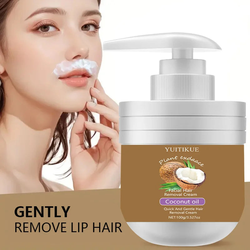 YUITIKUE Facial Hair Removal Cream 100g – Coconut Oil & Aloe Hair Removal Cream Zpaxo