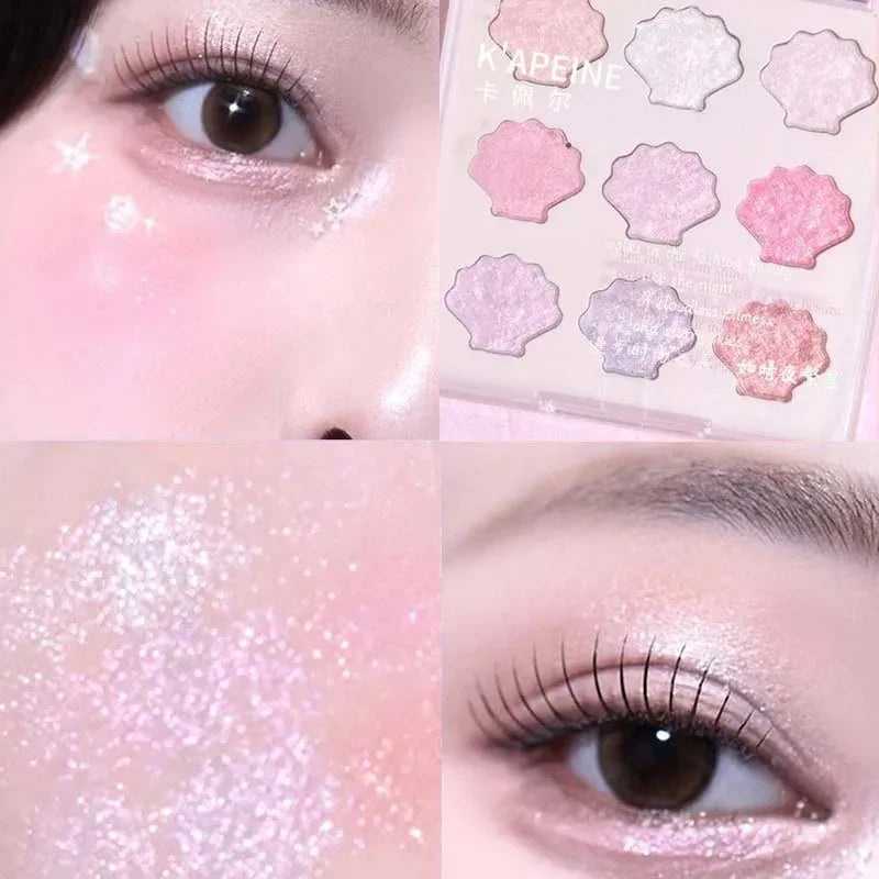 Shell Fairy Pearlescent Eyeshadow Palette Aurora Peach Shimmer