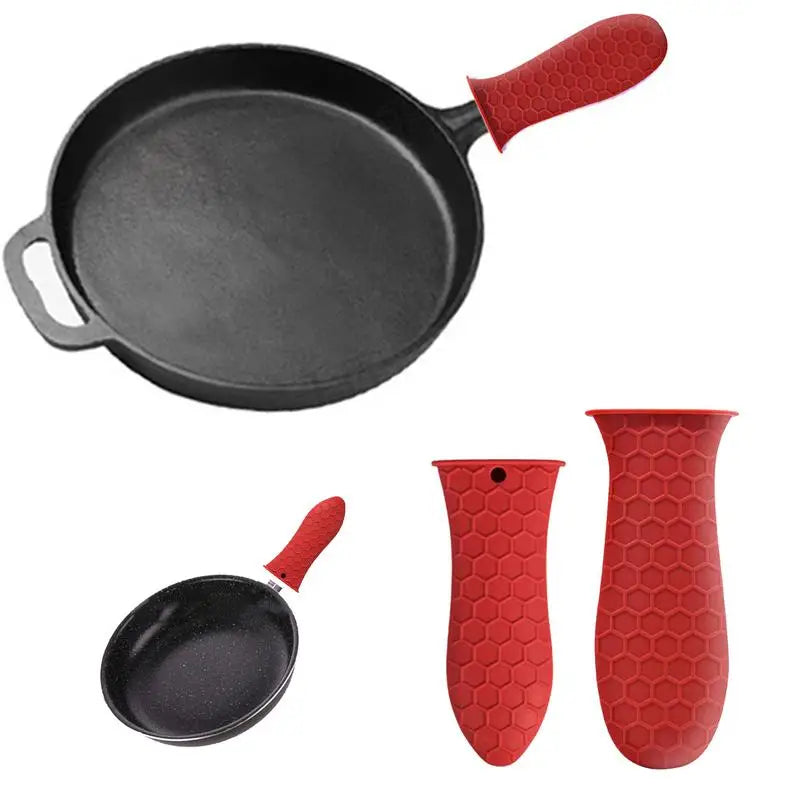 Silicone Handle Cover Honeycomb Hot Handle Holder Potholder For Cast Iron Skillets Pans Grip Sleeve Cover Pots Pans Handle Part Zpaxo