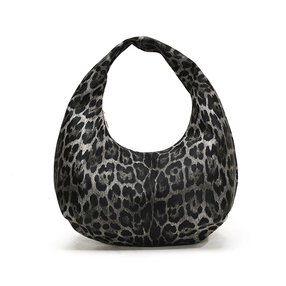 Women PU Leopard Fashion Shoulder Bag Large Capacity Circular