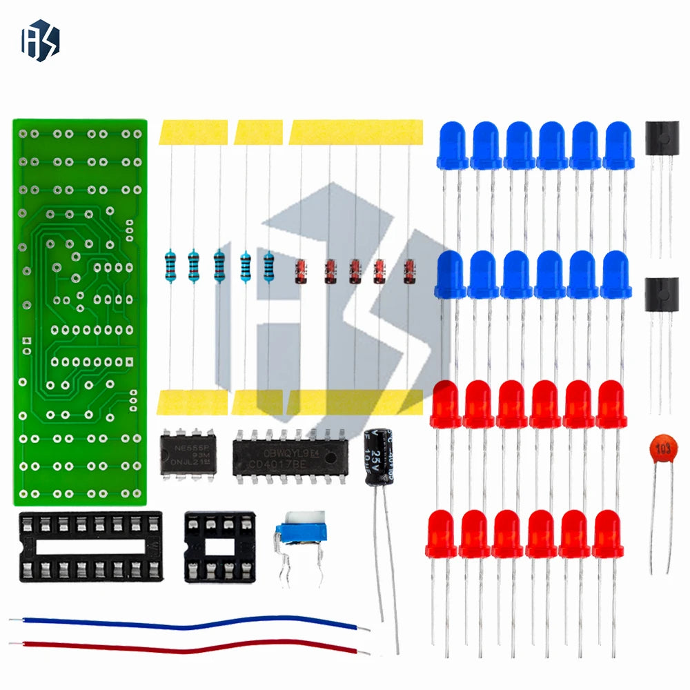NE555 CD4017 LED Strobe Light Red Blue Dual-color DIY Electronic Zpaxo