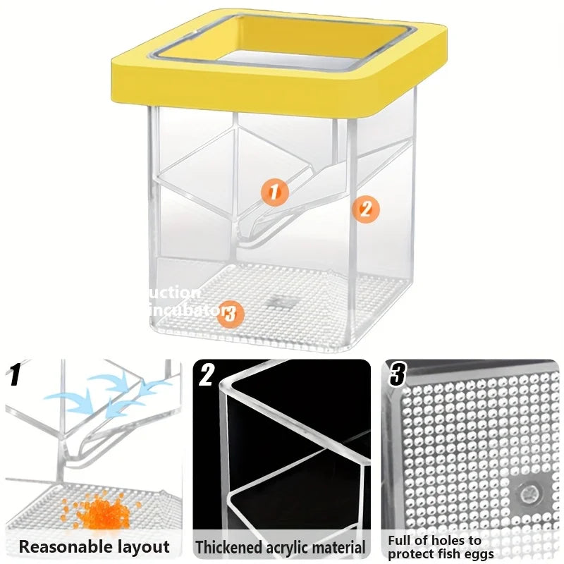 Suspendable Aquarium Fish Fry Incubator Suction Cups Floating
