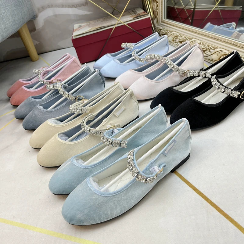 Flats Women's Shoes 2023 Spring Autumn Round Toe Shoes Pearl Velvet Flat French Loafers Ladies Work Shoes Plus Size 41 Zpaxo