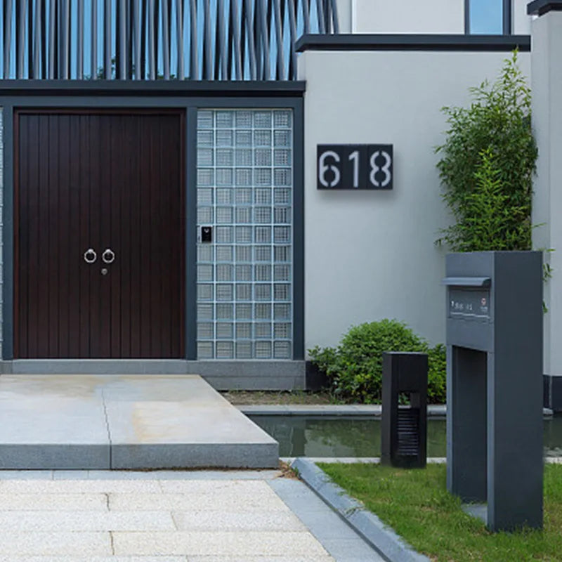 Solar Lights Black House Number LED Exterior Fence Lamps Apply Villa Zpaxo
