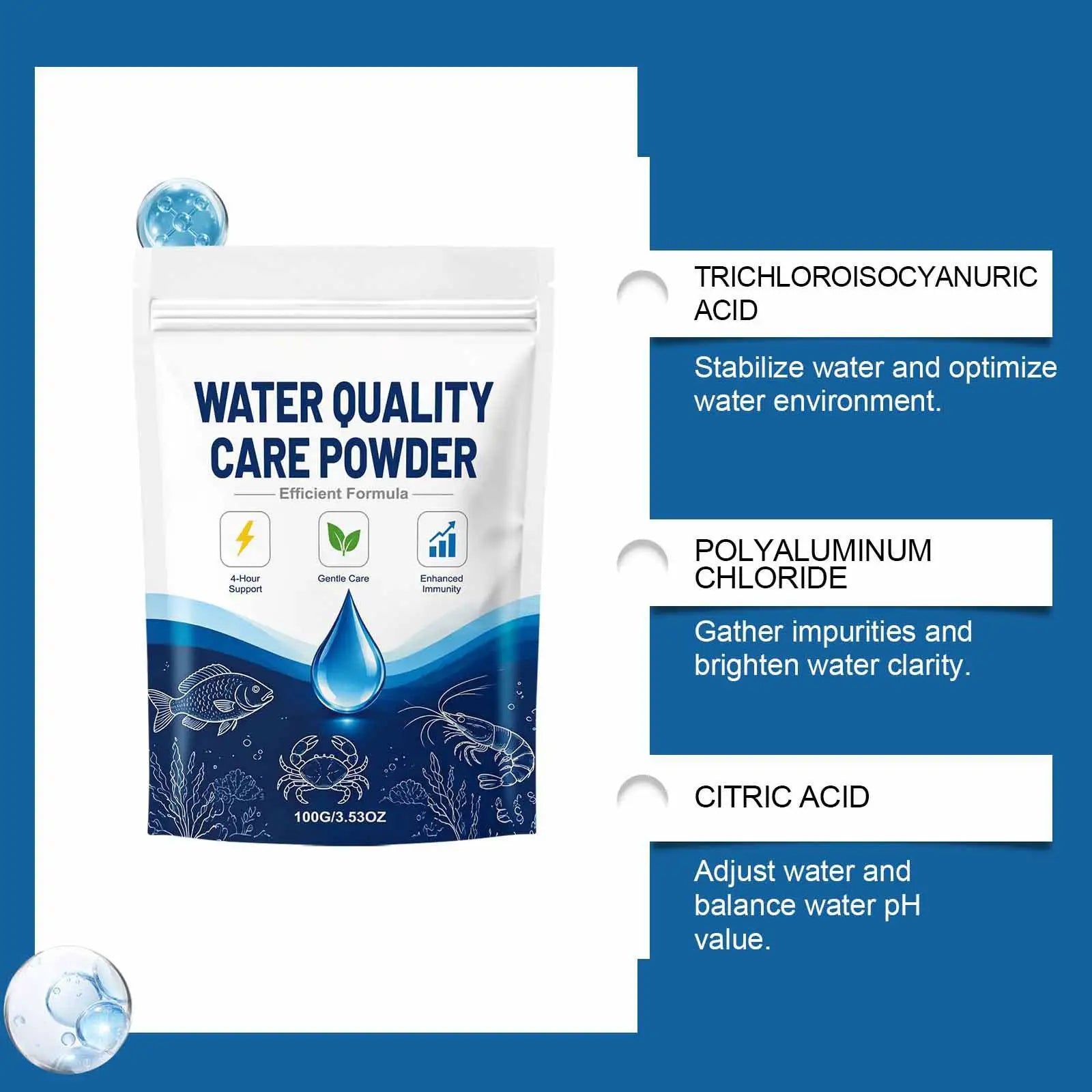 Aquarium Clarifier Fast Purification Powder Water Cloudy Remover Fish