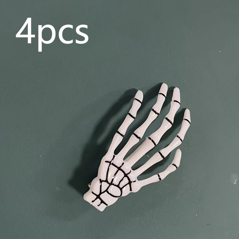 Gothic Skeleton Hand Hair Claw Clip Skull Bone Barrettes Women Horror