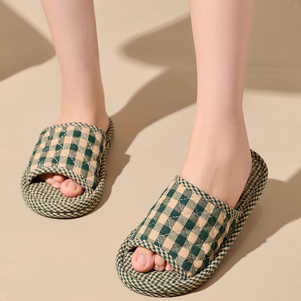 Indoor Slippers Lightweight Soft Cotton Floral Floor Shoes Fashion