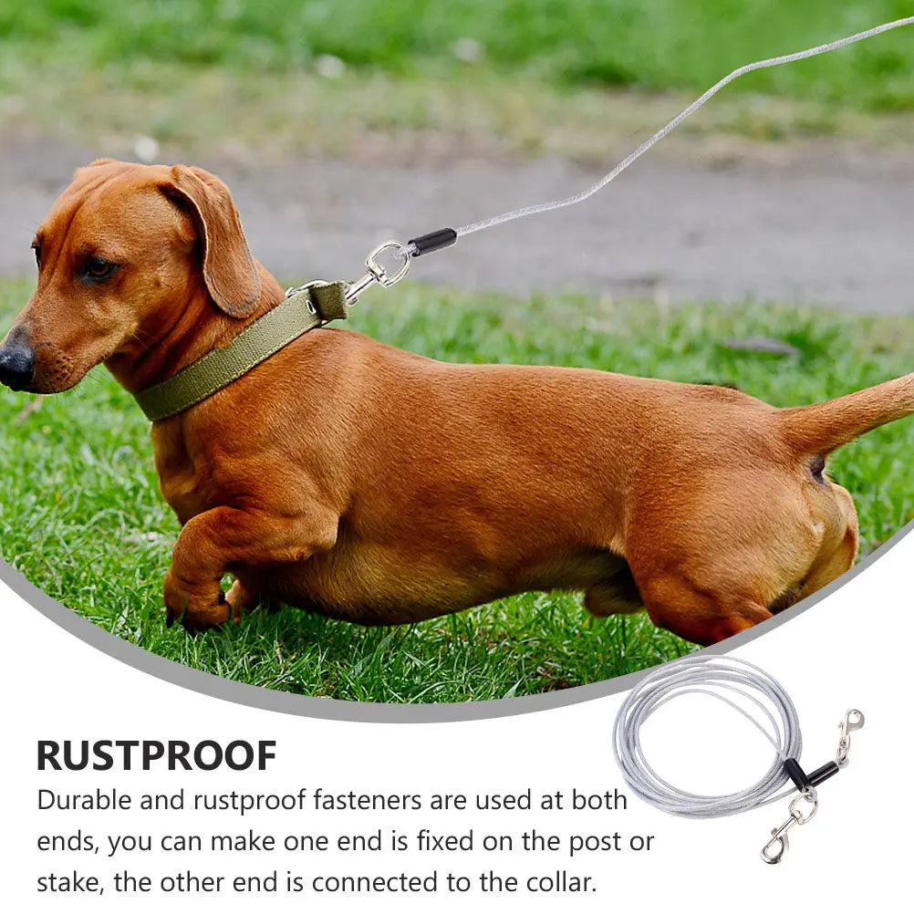 Dog Traction Strap Double Heads Steel Wire Rope Outdoor Pet Pulling