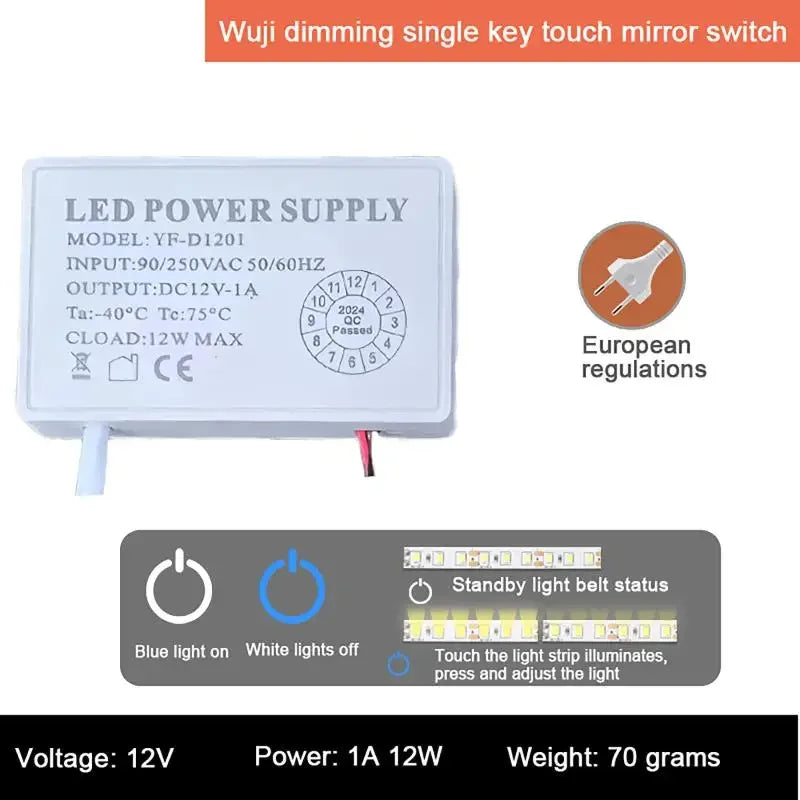 12V 1A Led Light Mirror Headlight Bathroom Capacitance Sensor Module Zpaxo