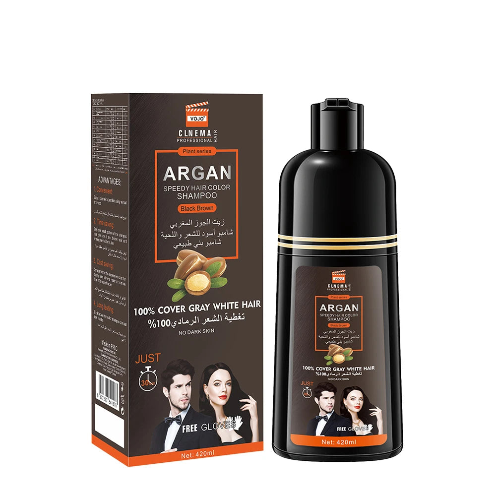 420ml Hair Dye,3-in-1 Hair Dye Shampoo Rapid Hair,Cleansing & Moisturising,Smoothing Black Hair Coloring Shampoo,Hair Care Zpaxo Black and brown