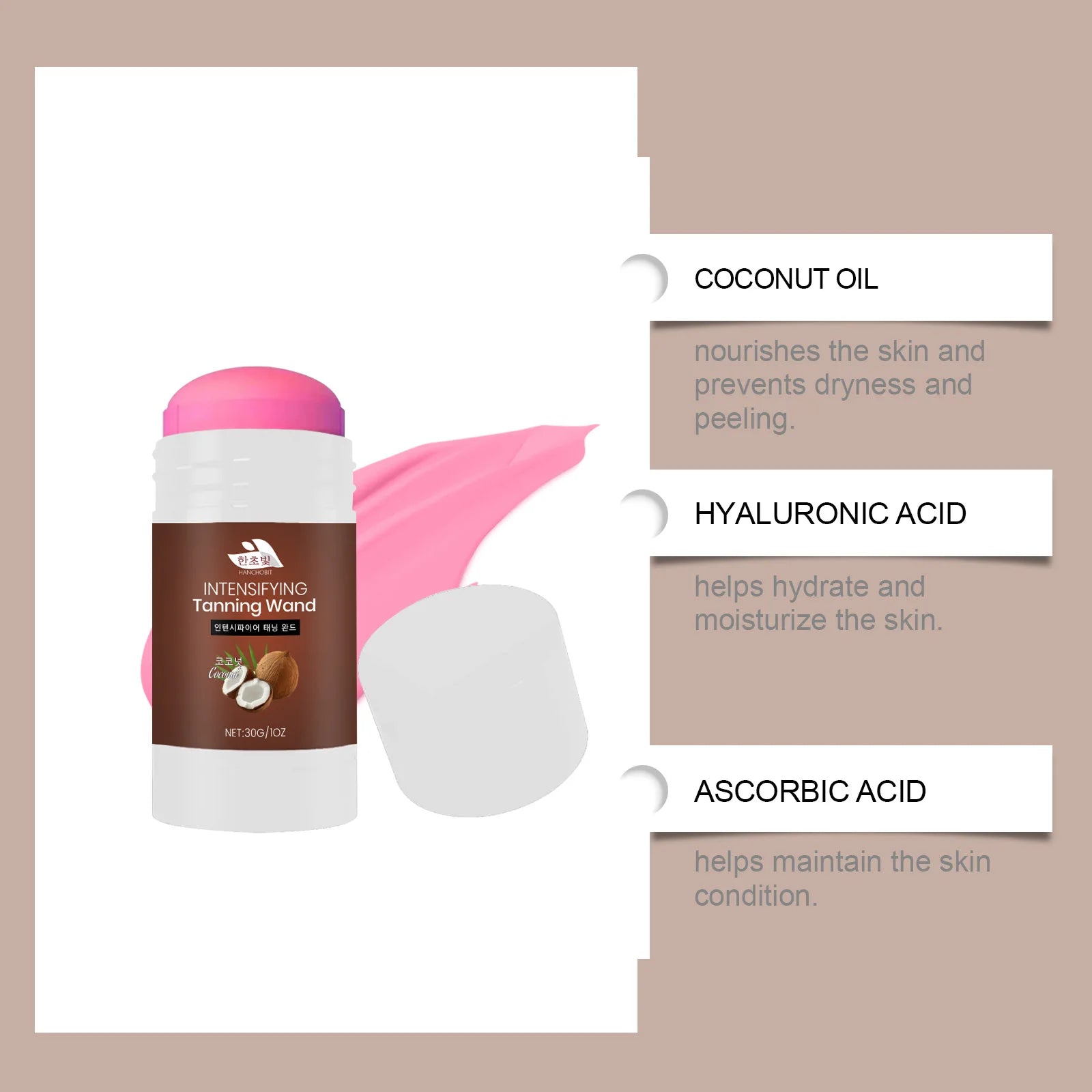 Coconut Self-Tanning Stick – Sun-Free Bronze Glow & Hydration Self-Tanning Bronzer Zpaxo