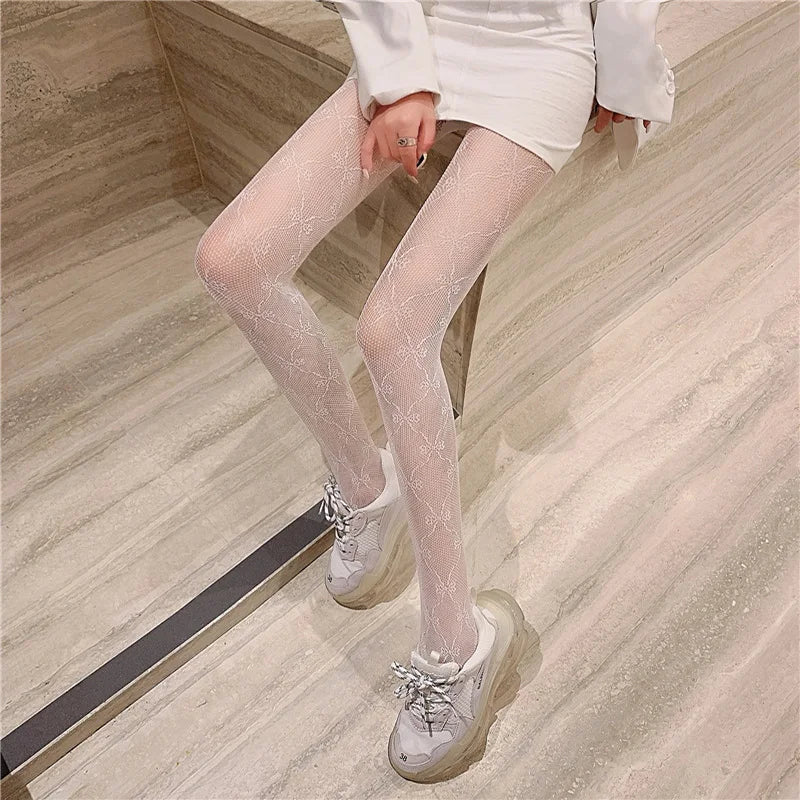Classic Lolita Hollowed Out Lace Mesh Stockings Bottomed Pantyhose