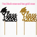 10 Black Gold Class 2026 Cake Topper Congrats Grad School College